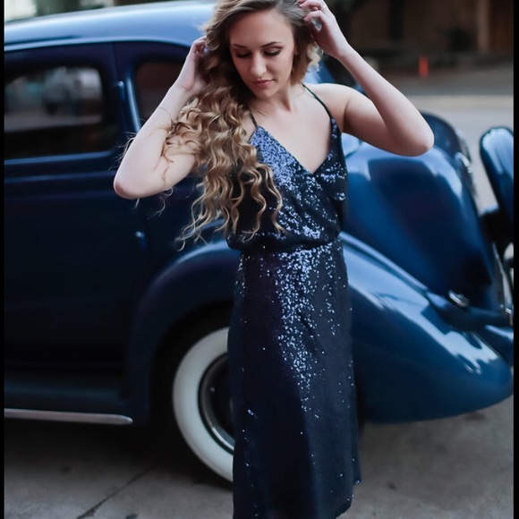 MEDIUM Navy Sequin Dress - Picture 4 of 7
